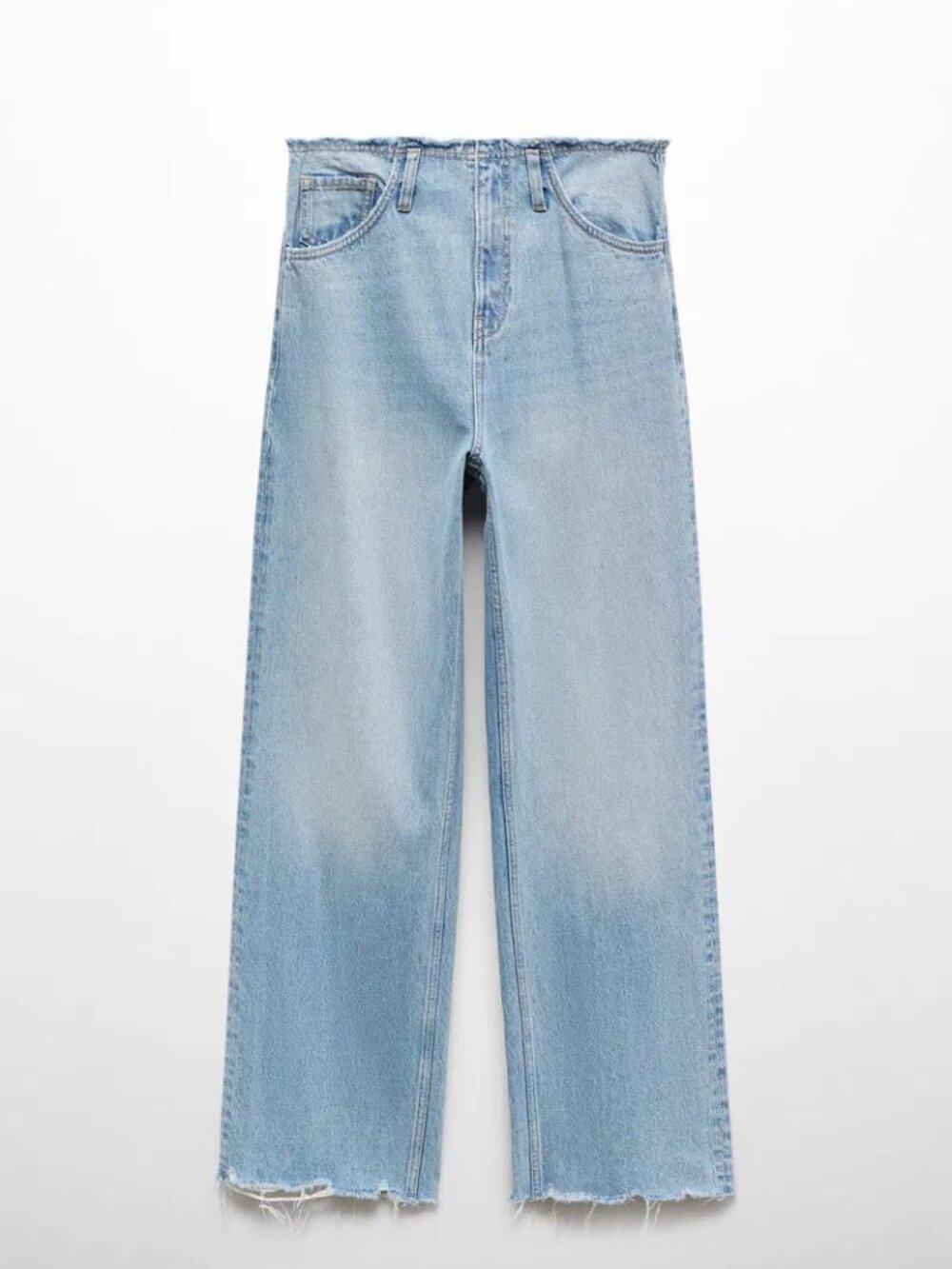 NEW MANGO FRAYED WIDE LEG JEANS